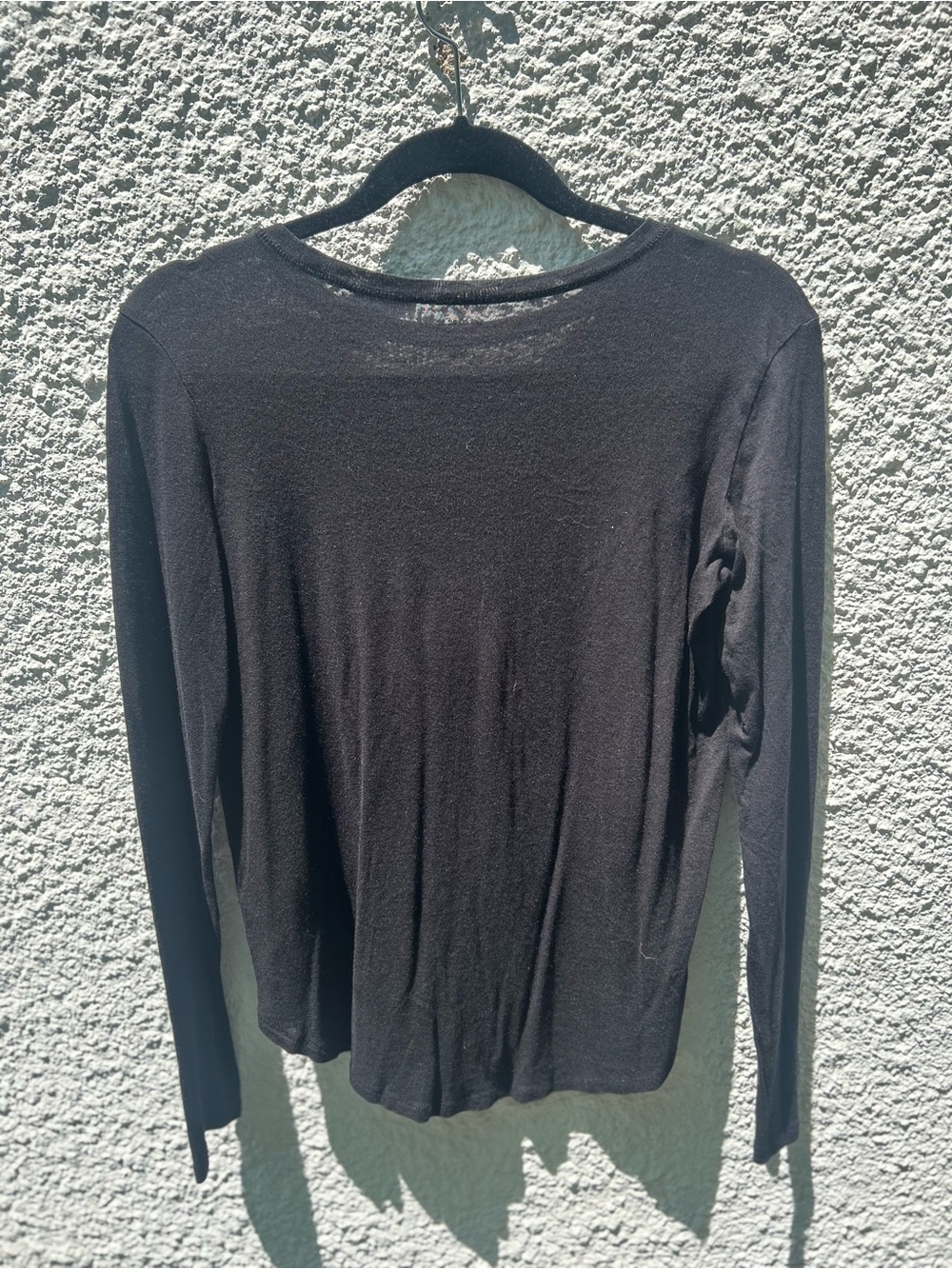 Michael Stars Black Long-Sleeve ribbed Crewneck Top